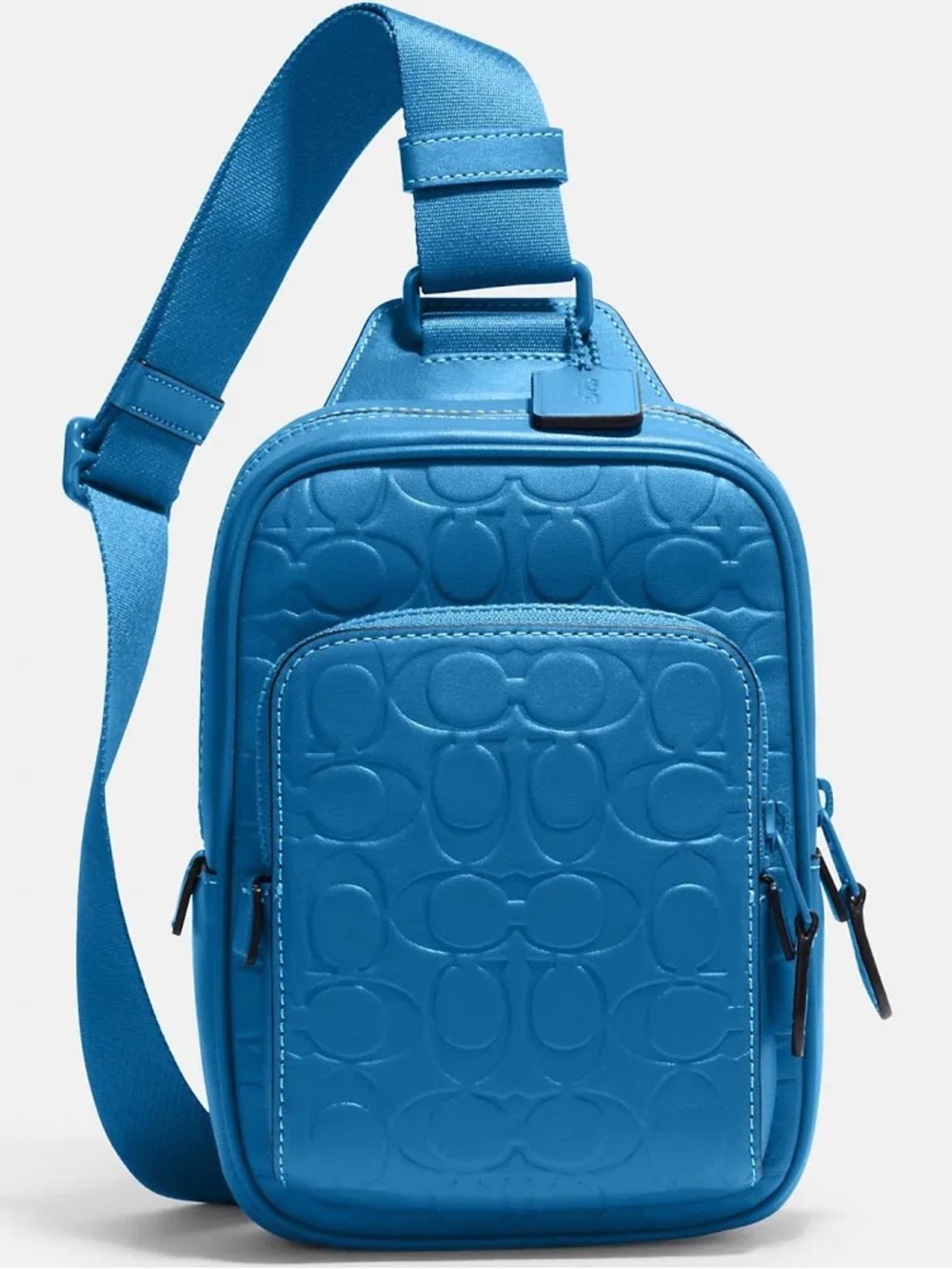 *NWOT* Coach Track Pack 14, Signature Embossed Leather, Blue Jay & 
Accessories